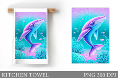 Whale Kitchen Towel Design. Whale Sublimation Product Image 1