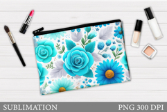 Flowers Makeup Bag Design. Floral Makeup Pouch Sublimation Product Image 1