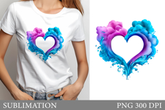 Watercolor Heart Sublimation. Heart T-Shirt Design Product Image 1