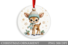 Cute Deer Christmas Ornament. Christmas Ornament Sublimation Product Image 1