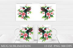 Hummingbird Mug Design. Flowers Mug Sublimation Product Image 1