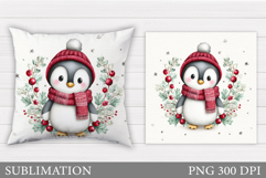 Christmas Penguin Pillow. Christmas Pillow Design Product Image 1