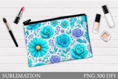 Flowers Makeup Bag Design. Floral Makeup Pouch Sublimation Product Image 1