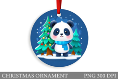 Cute Panda Christmas Ornament. Christmas Panda Sublimation Product Image 1