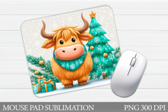 Christmas Cow Mouse Pad. Christmas Mouse Pad Sublimation Product Image 1