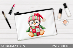 Penguin Cosmetics Bag. Christmas Makeup Bag Design Product Image 1