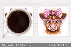 Cute Cow Coaster Design. Funny Cow Sublimation Product Image 1