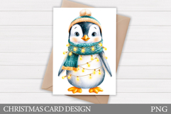 Christmas Penguin Card. Christmas Card Printable Product Image 1