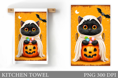 Halloween Cat Kitchen Towel. Halloween Kitchen Towel Design Product Image 1