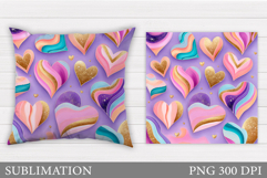 Hearts Pillow Design. Valentines Pillow Sublimation Product Image 1