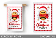 Christmas Bee Kitchen Towel. Christmas Kitchen Towel Design Product Image 1