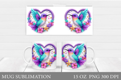 Hummingbird Mug Design. Flowers Mug Sublimation Product Image 1