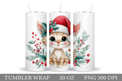 Christmas Cat Tumbler Design. Christmas Tumbler Sublimation Product Image 1
