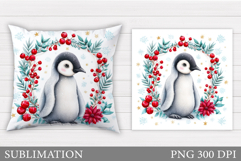 Christmas Penguin Pillow. Christmas Pillow Design Product Image 1