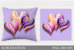 Hearts Pillow Design. Valentines Pillow Sublimation Product Image 1