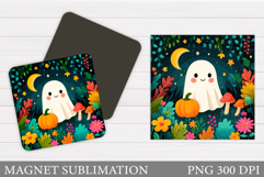 Cute Ghost Magnet Design. Halloween Pumpkin Magnet Product Image 1