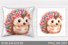 Cute Hedgehog Pillow Design. Cute Hedgehog Sublimation Product Image 1
