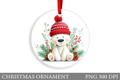 Polar Bear Christmas Ornament. Christmas Bear Sublimation Product Image 1