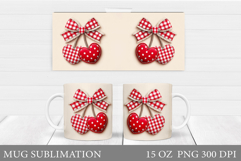 Cherry Mug Sublimation. Valentines Mug Wrap Design Product Image 1