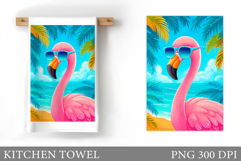 Flamingo Kitchen Towel Design. Summer Flamingo Sublimation Product Image 1