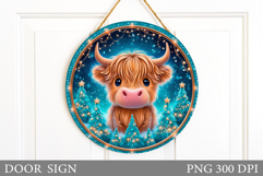 Christmas Cow Door Sign. Christmas Door Sign Sublimation Product Image 1