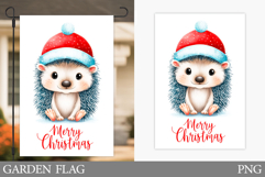 Christmas Hedgehog Garden Flag. Christmas Garden Flag Design Product Image 1
