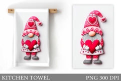 Valentine Gnome Kitchen Towel. Valentines Kitchen Towel Product Image 1