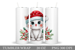 Christmas Cat Tumbler Design. Christmas Tumbler Sublimation Product Image 1