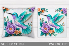 Hummingbird Pillow Design. Hummingbird Sublimation Product Image 1