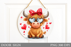 Valentines Cow Door Sign. Valentines Door Sign Sublimation Product Image 1