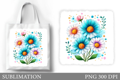 Daisy Flowers Tote Bag. Flowers Sublimation Product Image 1