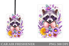 Cute Raccoon Car Air Freshener. Cute Raccoon Sublimation Product Image 1