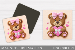 Valentines Bear Magnet Design. Valentine Magnet Sublimation Product Image 1