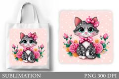 Cute Cat Sublimation. Cute Cat Tote Bag Sublimation Product Image 1