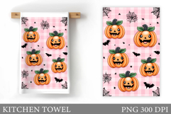 Cute Pumpkin Kitchen Towel. Halloween Kitchen Towel Design Product Image 1