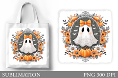 Ghost Tote Bag Sublimation. Halloween Tote Bag Design Product Image 1