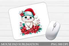 Christmas Cat Mouse Pad. Christmas Mouse Pad Sublimation Product Image 1