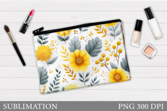Flowers Makeup Bag Design. Floral Makeup Pouch Sublimation Product Image 1
