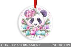 Cute Panda Christmas Ornament. Christmas Panda Sublimation Product Image 1
