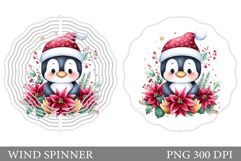 Cute Penguin Wind Spinner. Christmas Wind Spinner Design Product Image 1