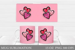 Hearts Mug Design. Valentines Mug Sublimation Product Image 1