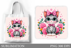 Cute Cat Sublimation. Cute Cat Tote Bag Sublimation Product Image 1