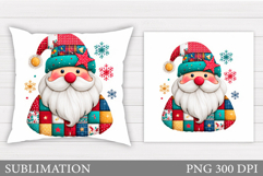 Patchwork Santa Claus Pillow. Christmas Pillow Sublimation Product Image 1