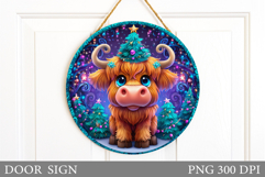 Christmas Cow Door Sign. Christmas Door Sign Sublimation Product Image 1