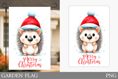 Christmas Hedgehog Garden Flag. Christmas Garden Flag Design Product Image 1