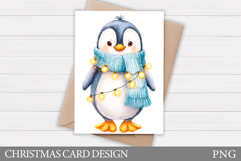 Christmas Penguin Card. Christmas Card Printable Product Image 1