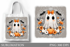 Halloween Ghost Tote Bag Design. Cute Halloween Sublimation Product Image 1