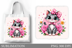 Cute Cat Sublimation. Cute Cat Tote Bag Sublimation Product Image 1