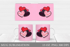 Hearts Mug Wrap Design. Valentine Mug Sublimation Product Image 1