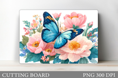 Butterfly Cutting Board. Flowers Cutting Board Sublimation Product Image 1